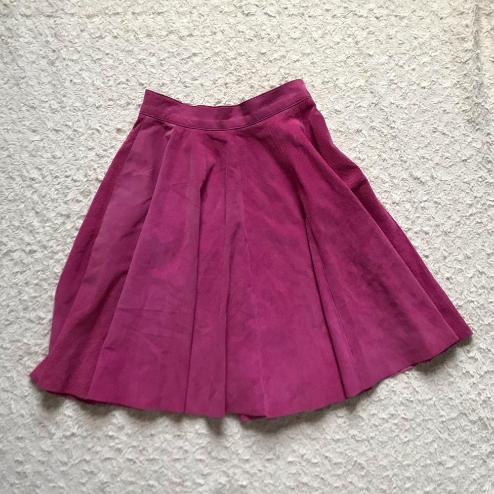 DANIER | vintage 100% Leather Fuschia/Pink Circle Skirt